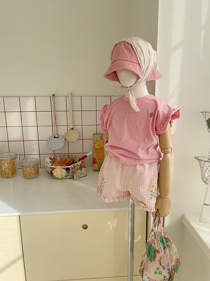 Studio M - Korean Children Fashion - #fashionkids - Berry Frill Stripe Tee - 5