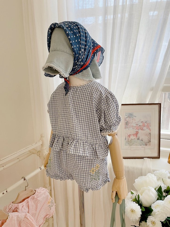 Studio M - Korean Children Fashion - #fashionkids - Check Back Button Blouse - 4