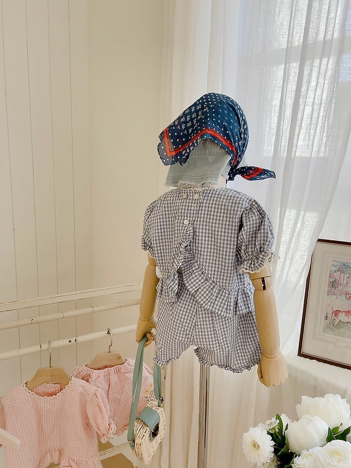 Studio M - Korean Children Fashion - #kidsstore - Check Back Button Blouse - 5