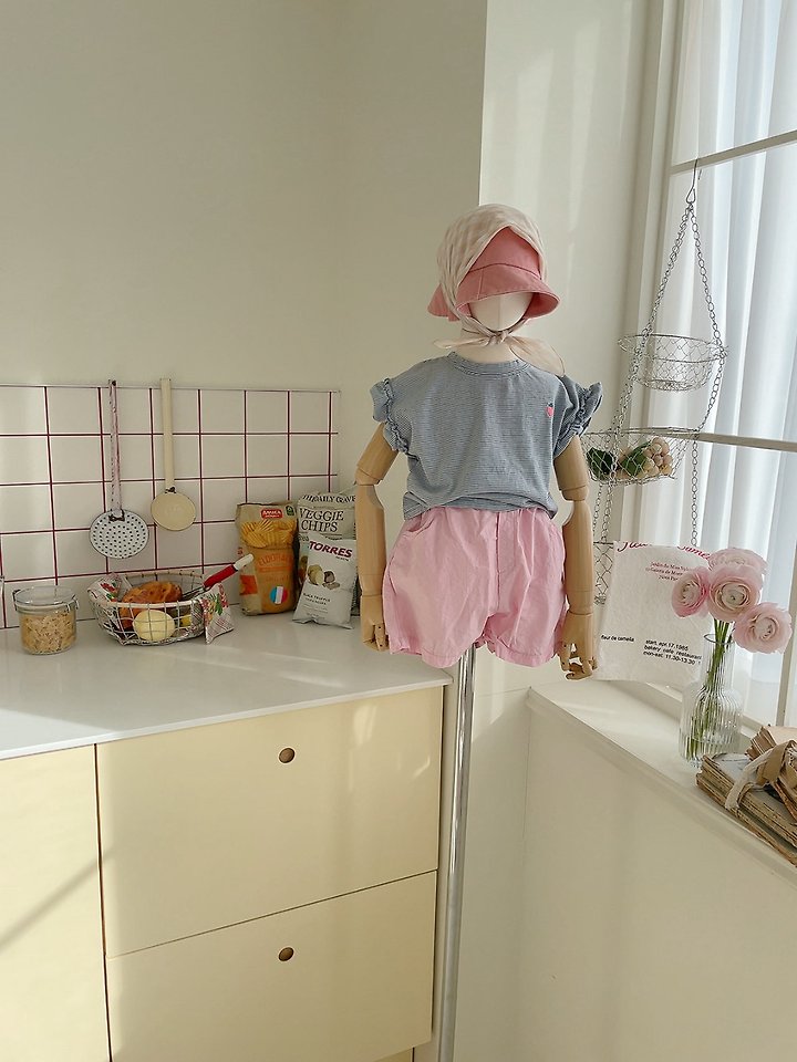 Studio M - Korean Children Fashion - #kidzfashiontrend - Berry Frill Stripe Tee - 8