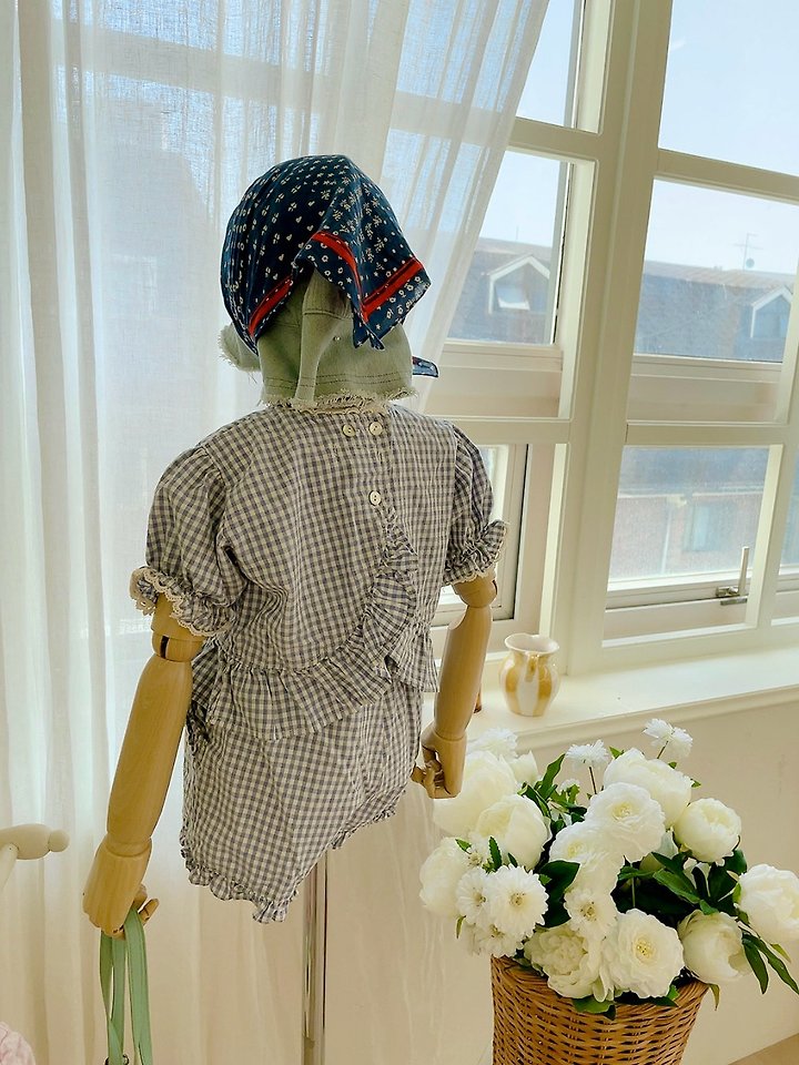 Studio M - Korean Children Fashion - #kidzfashiontrend - Check Back Button Blouse - 6