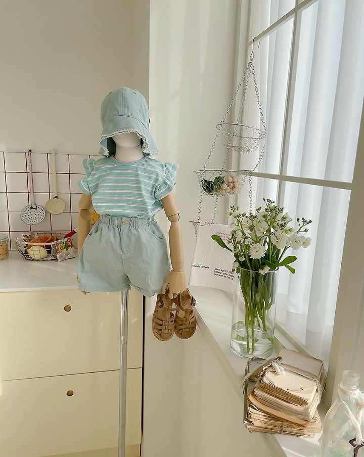 Studio M - Korean Children Fashion - #kidzfashiontrend - Sunny Frill Stripe Tee - 2
