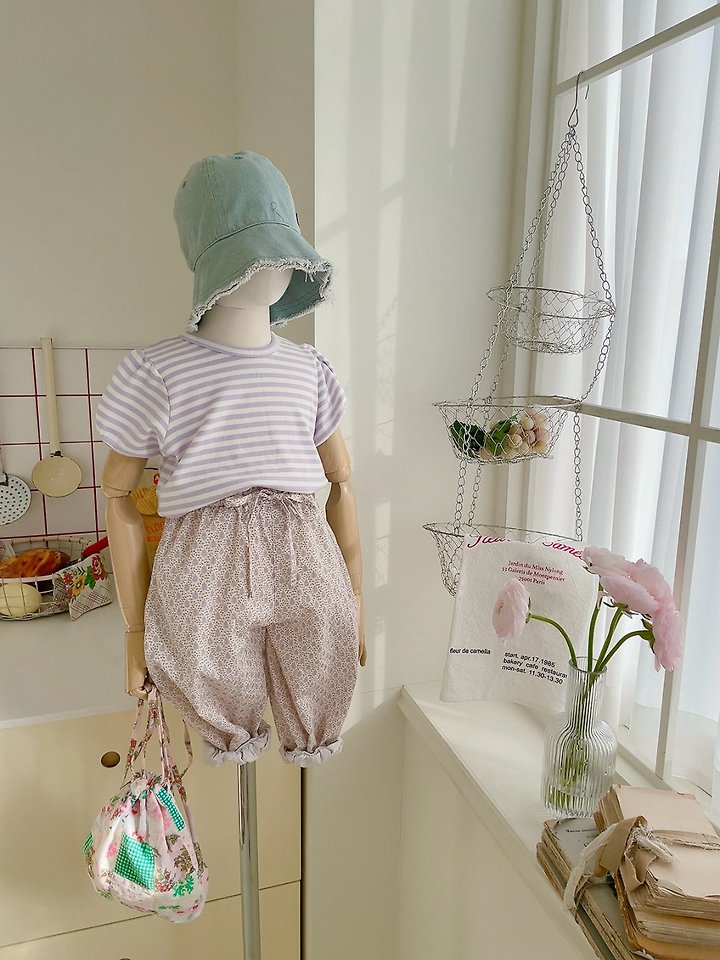 Studio M - Korean Children Fashion - #kidsstore - Candy Stripe Puff Tee - 4