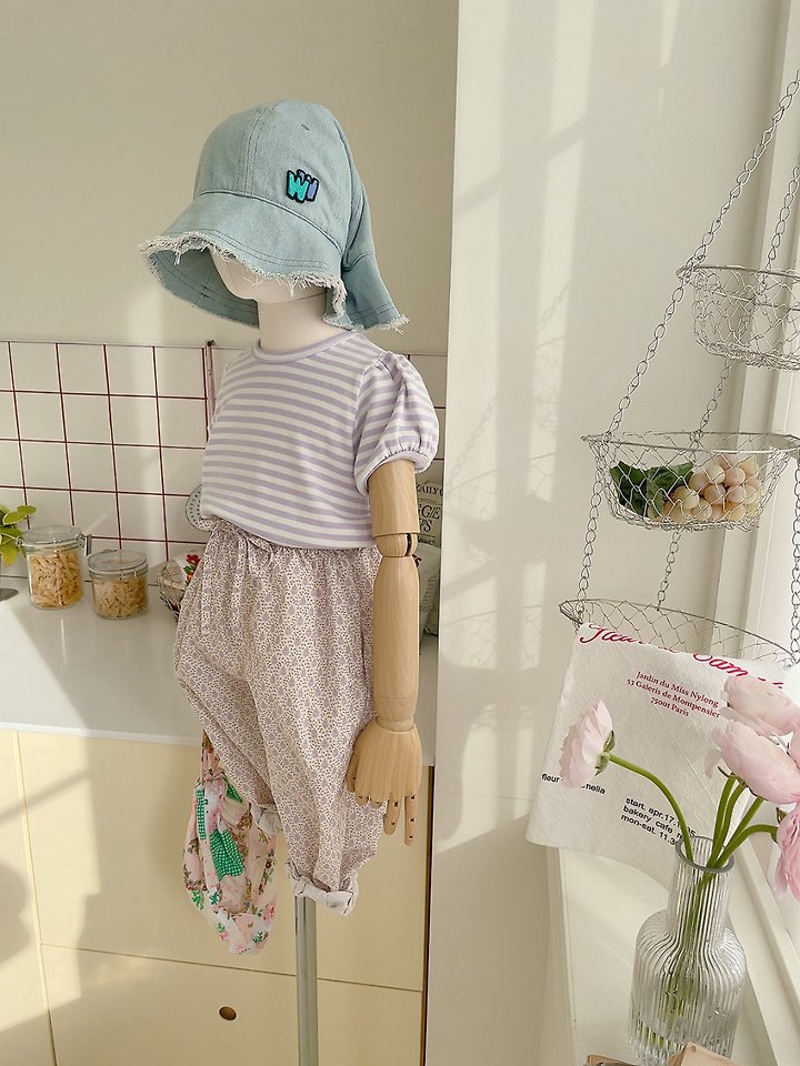 Studio M - Korean Children Fashion - #littlefashionista - Candy Stripe Puff Tee - 6