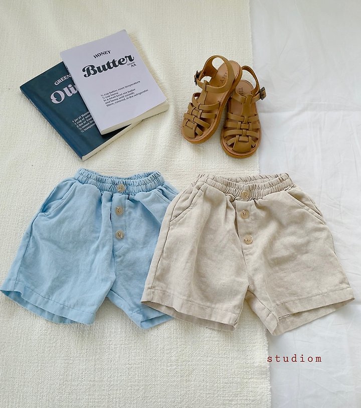 Studio M - Korean Children Fashion - #littlefashionista - Linen Button Shorts