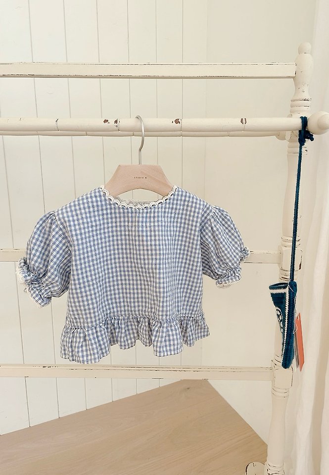 Studio M - Korean Children Fashion - #magicofchildhood - Check Back Button Blouse - 9