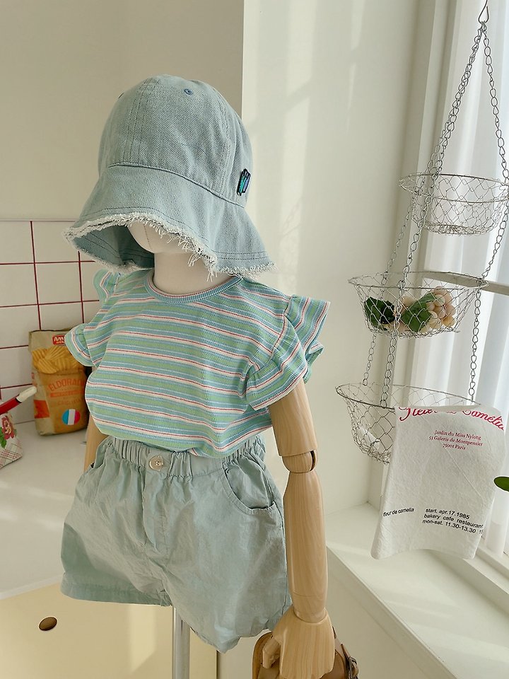 Studio M - Korean Children Fashion - #magicofchildhood - Sunny Frill Stripe Tee - 5