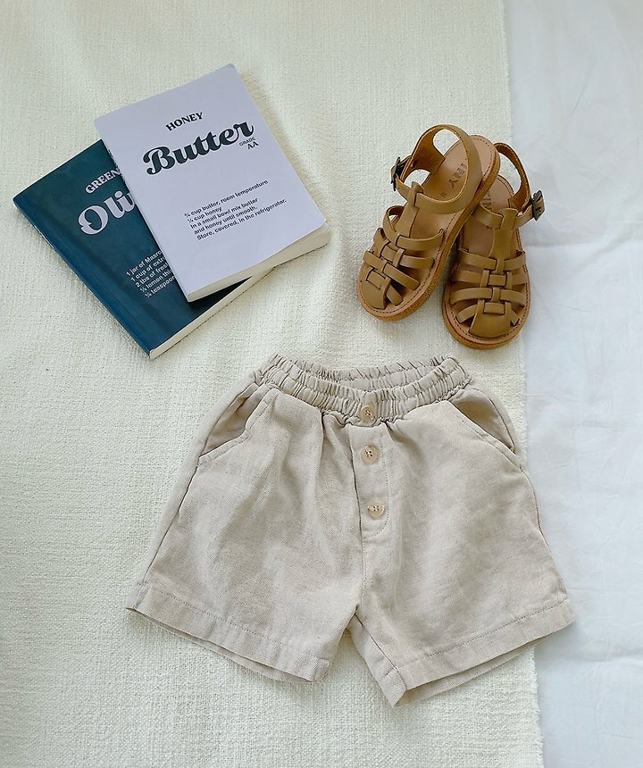 Studio M - Korean Children Fashion - #magicofchildhood - Linen Button Shorts - 2