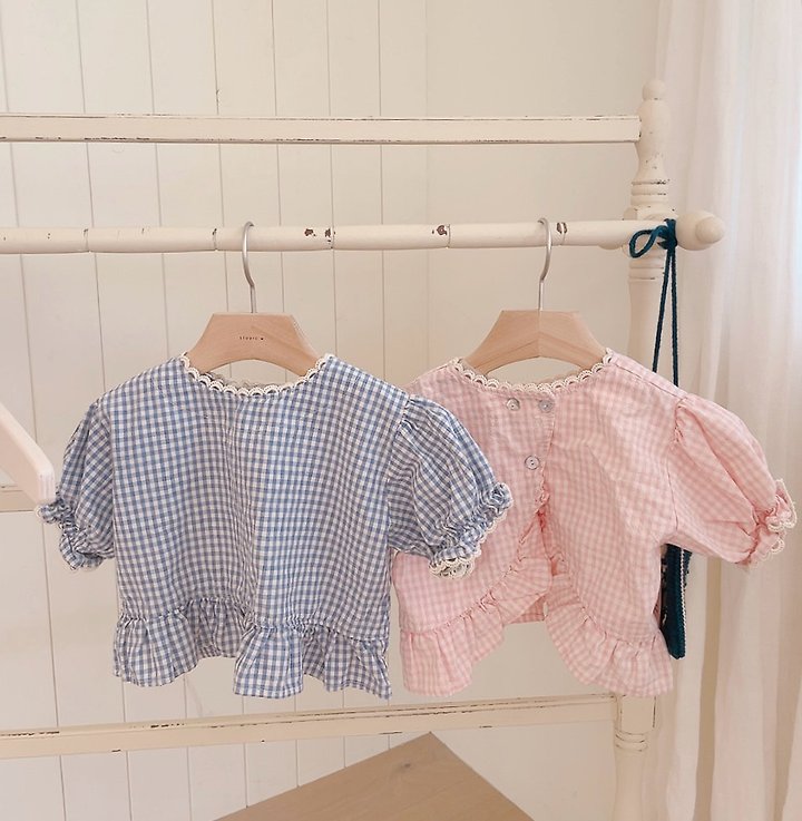Studio M - Korean Children Fashion - #minifashionista - Check Back Button Blouse - 10