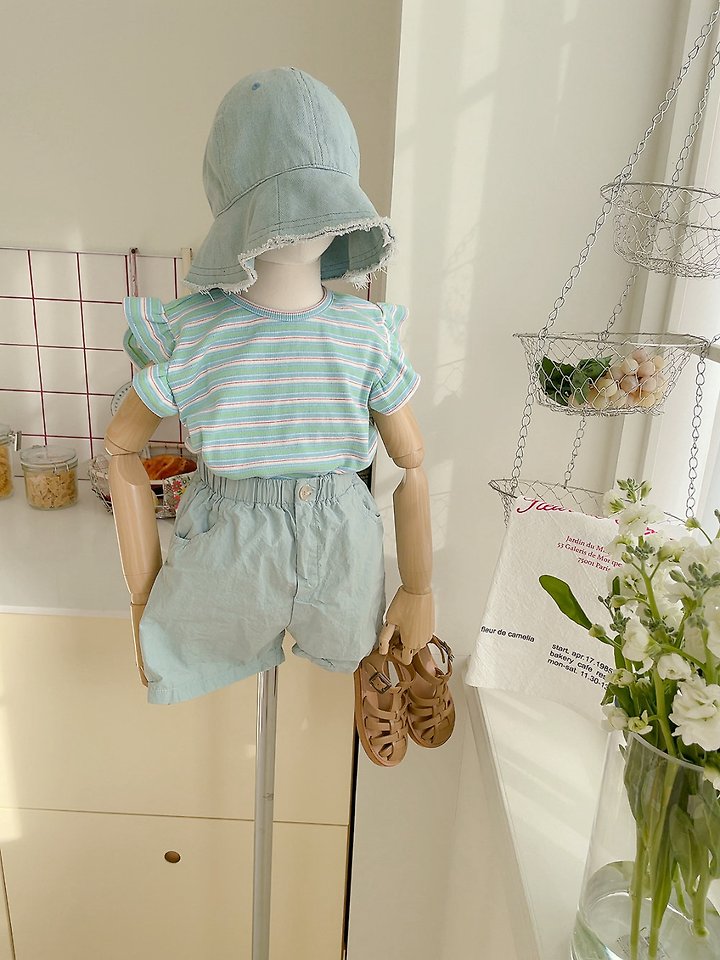 Studio M - Korean Children Fashion - #minifashionista - Sunny Frill Stripe Tee - 6