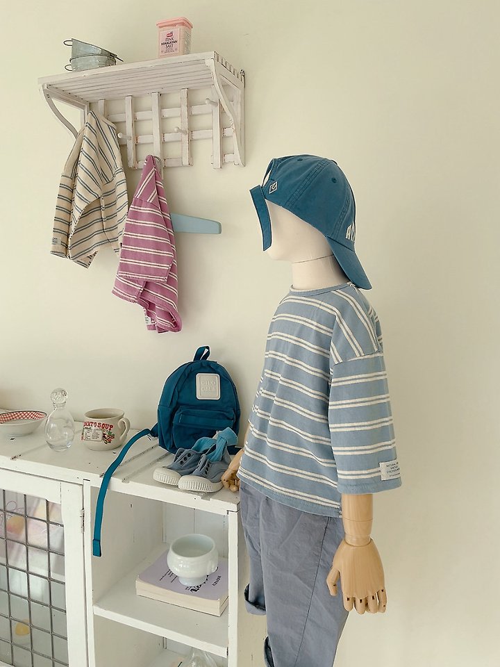 Studio M - Korean Children Fashion - #magicofchildhood - Boxy Stripe Tee - 4