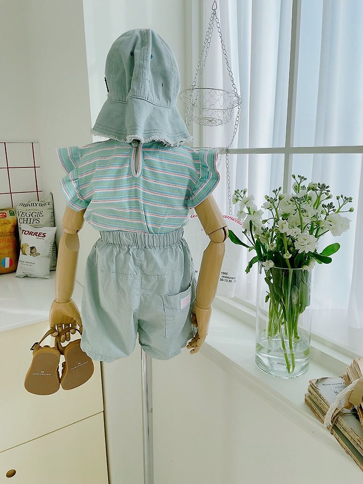 Studio M - Korean Children Fashion - #prettylittlegirls - Sunny Frill Stripe Tee - 7
