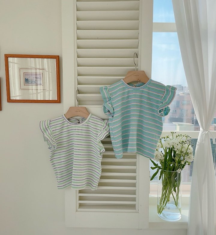Studio M - Korean Children Fashion - #stylishchildhood - Sunny Frill Stripe Tee - 10
