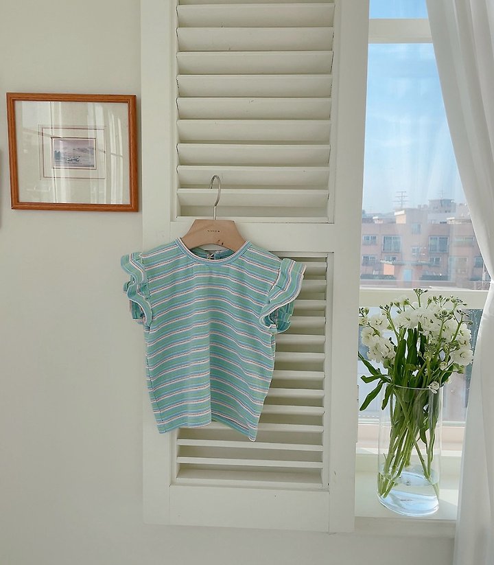 Studio M - Korean Children Fashion - #todddlerfashion - Sunny Frill Stripe Tee - 8
