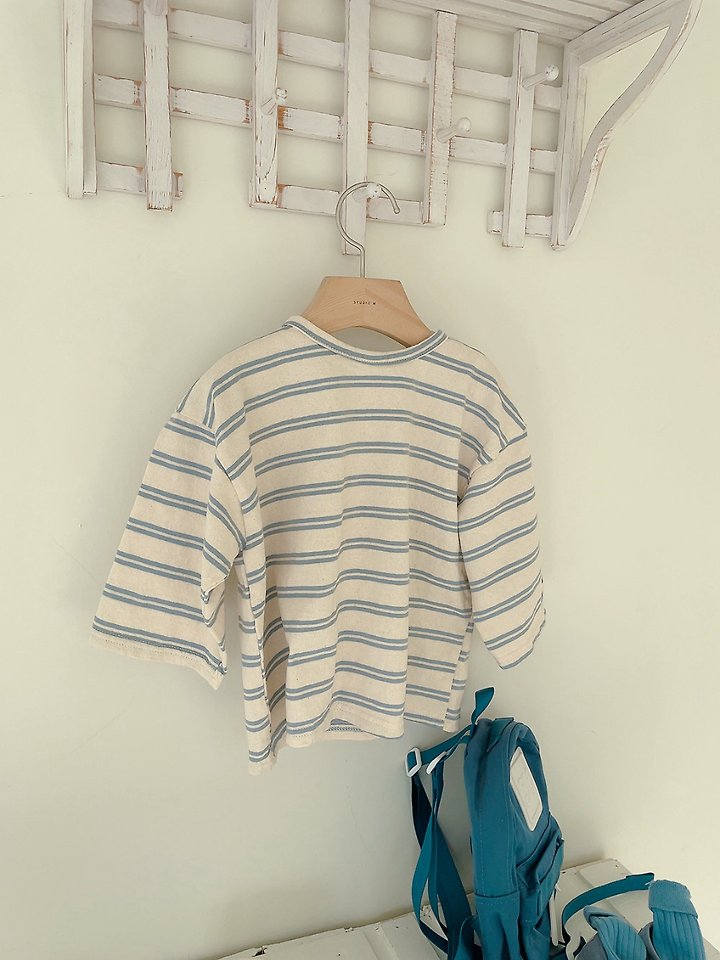 Studio M - Korean Children Fashion - #todddlerfashion - Boxy Stripe Tee - 6