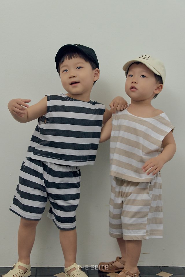 The Beige - Korean Baby Fashion - #babyboutique - 26 Striped Sleeveless Set - 3