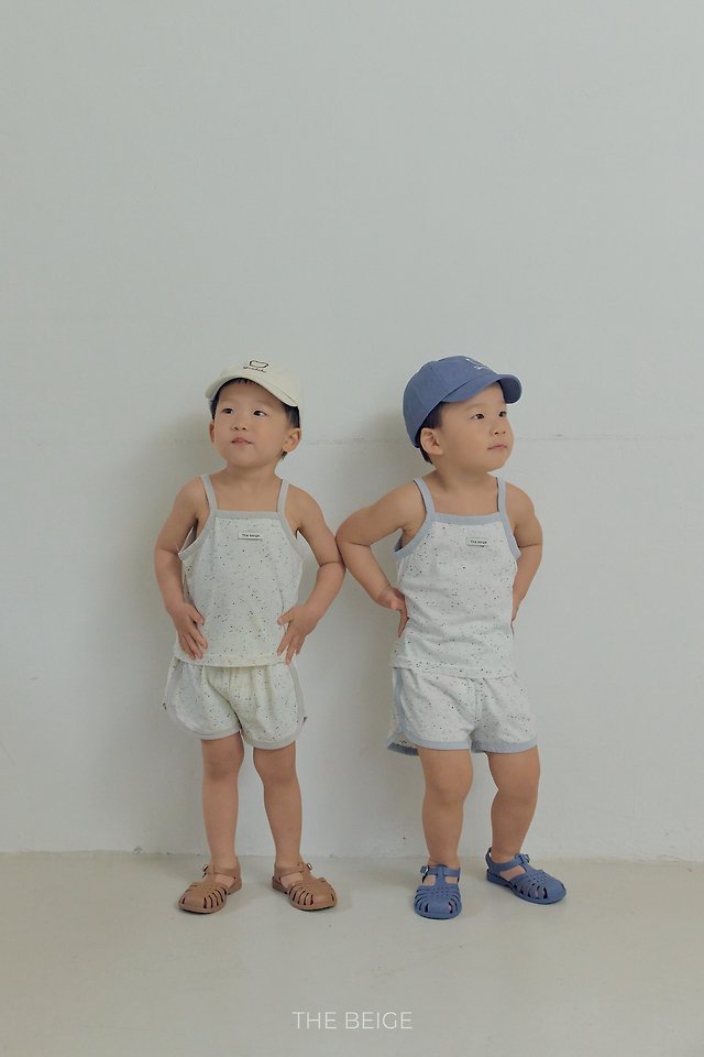 The Beige - Korean Baby Fashion - #babywear - Rib Strap Sleeveless Set