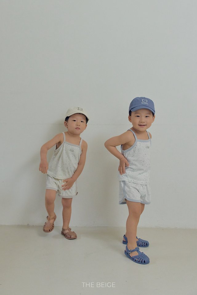 The Beige - Korean Baby Fashion - #onlinebabyboutique - Rib Strap Sleeveless Set - 2