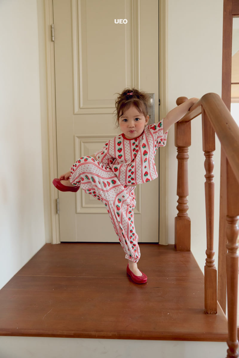 U Eo - Korean Children Fashion - #kidsstore - Strawberry Pleats Set - 4