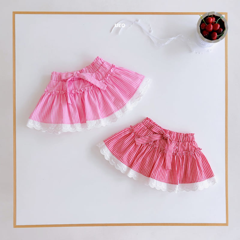 U Eo - Korean Children Fashion - #todddlerfashion - Ribbon Check Skirt - 10