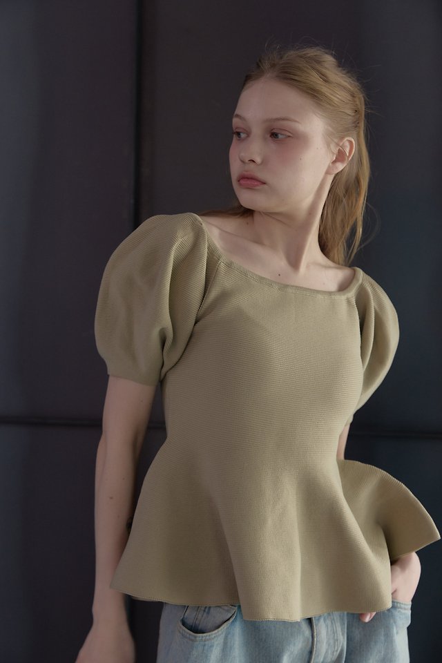 Uoov - Korean Women Fashion - #momslook - Flare Puff Knit Top - 2