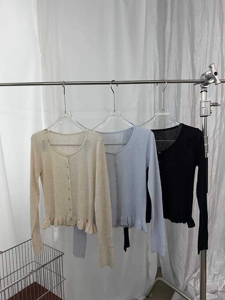Uoov - Korean Women Fashion - #momslook - Frill Linen Cardigan