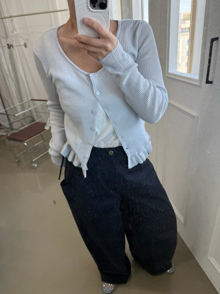Uoov - Korean Women Fashion - #momslook - Frill Linen Cardigan - 12