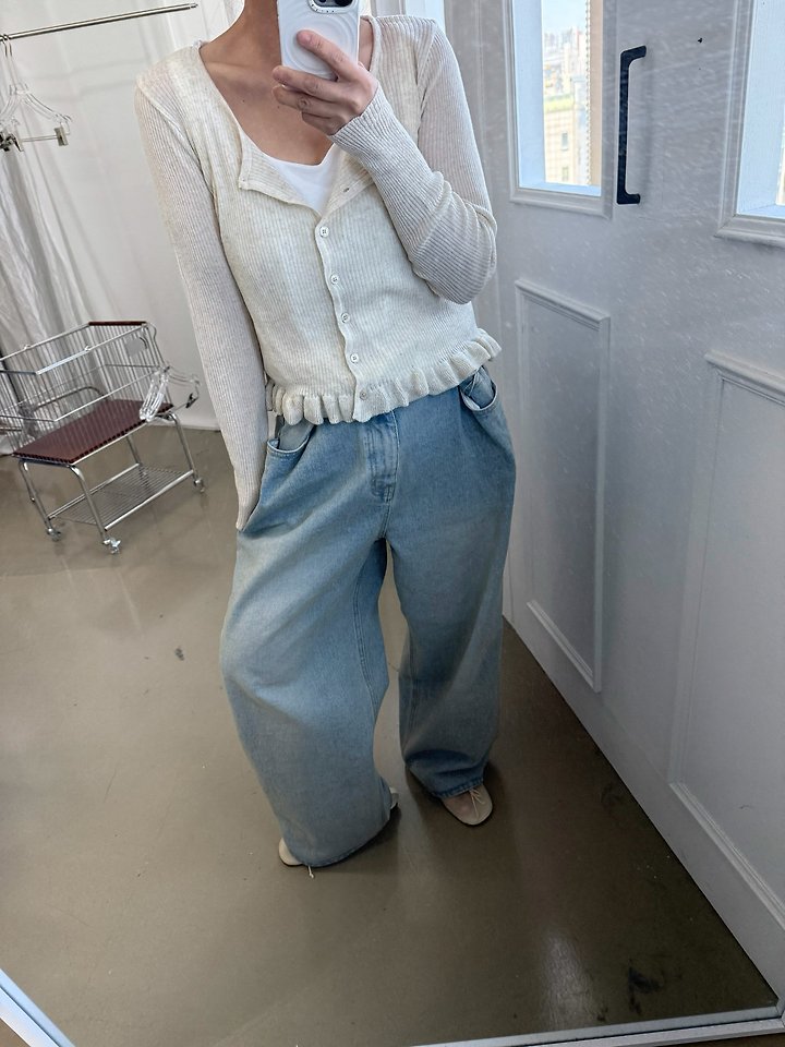 Uoov - Korean Women Fashion - #momslook - Frill Linen Cardigan - 2