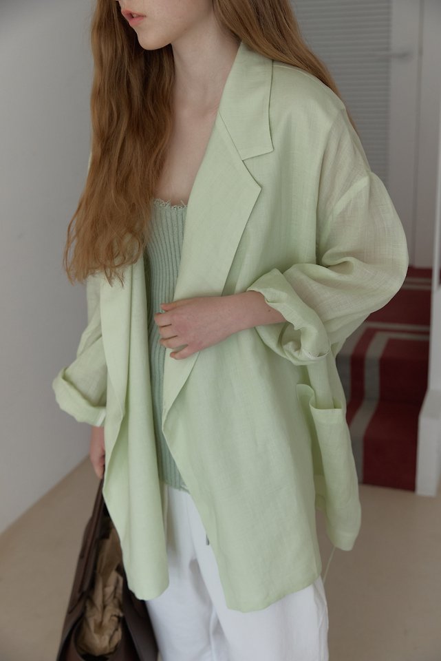 Uoov - Korean Women Fashion - #momslook - Over Linen Jacket - 12
