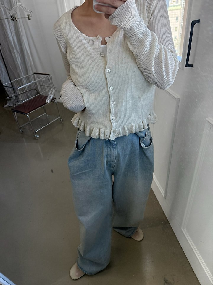 Uoov - Korean Women Fashion - #womensfashion - Frill Linen Cardigan - 4