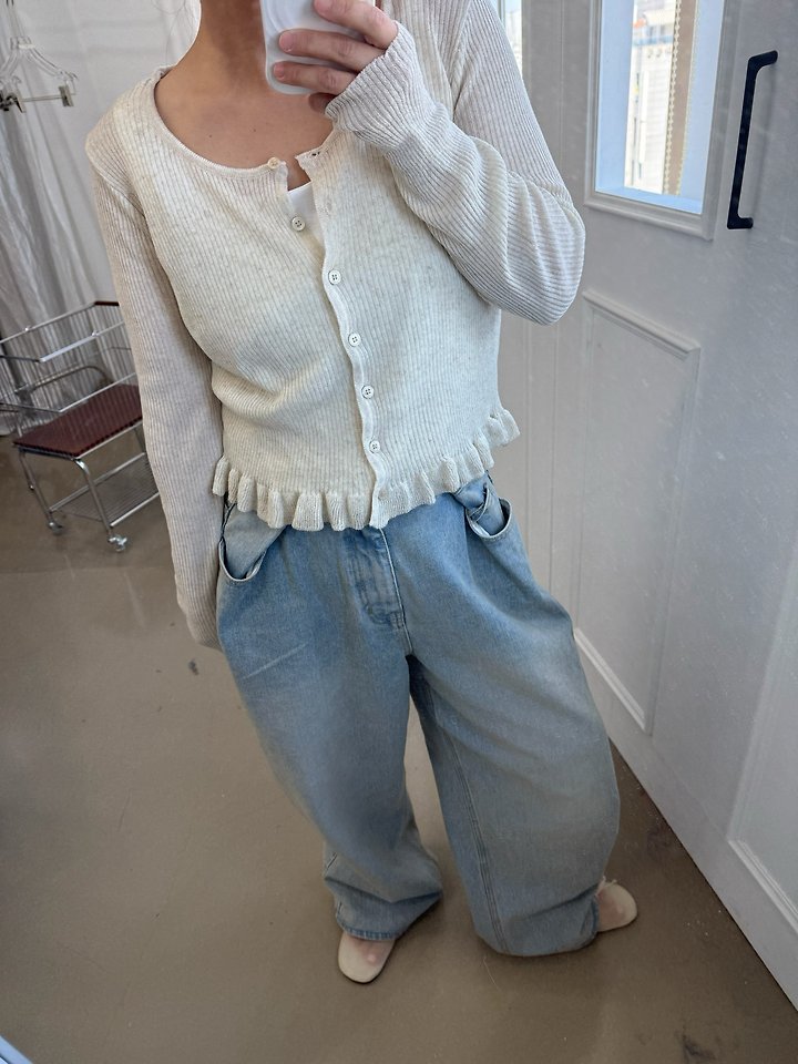 Uoov - Korean Women Fashion - #vintagekidsstyle - Frill Linen Cardigan - 5