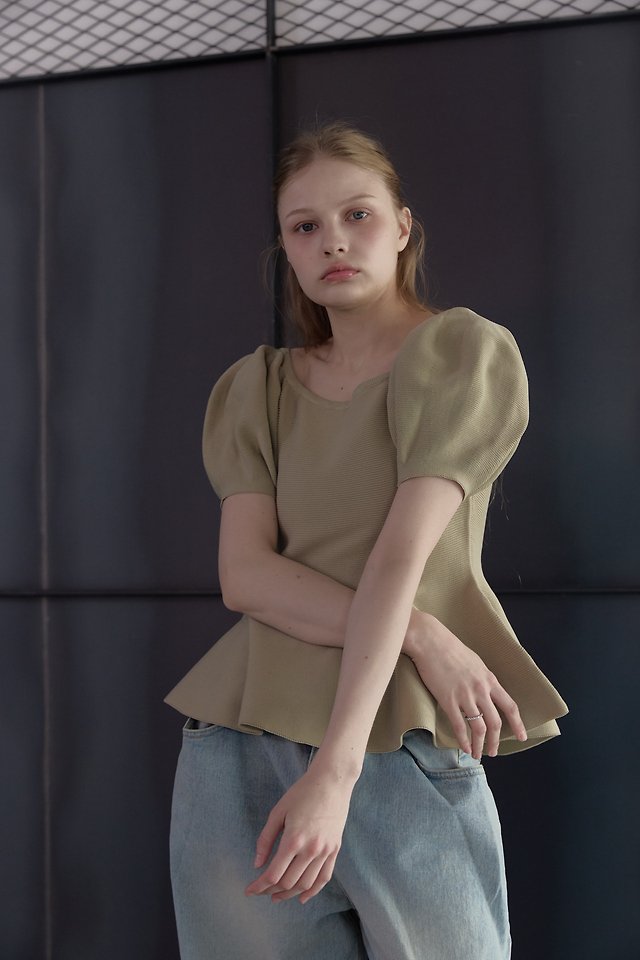 Uoov - Korean Women Fashion - #womensfashion - Flare Puff Knit Top - 5