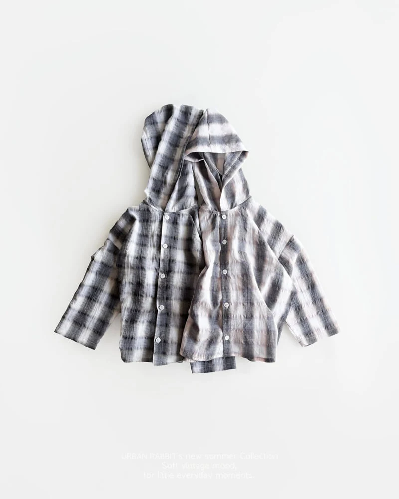 Urban Rabbit - Korean Children Fashion - #designkidswear - Check Hood Shacket