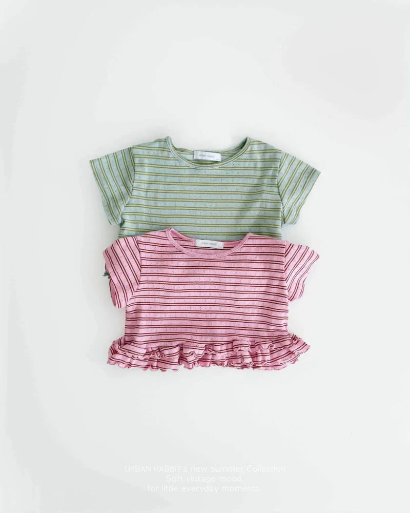 Urban Rabbit - Korean Children Fashion - #kidsshorts - Stripe Frill Tee