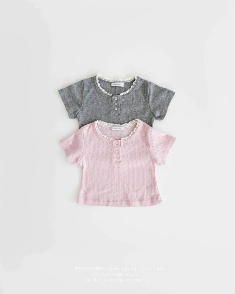 Urban Rabbit - Korean Children Fashion - #kidzfashiontrend - Eyelet Henley Neck Tee