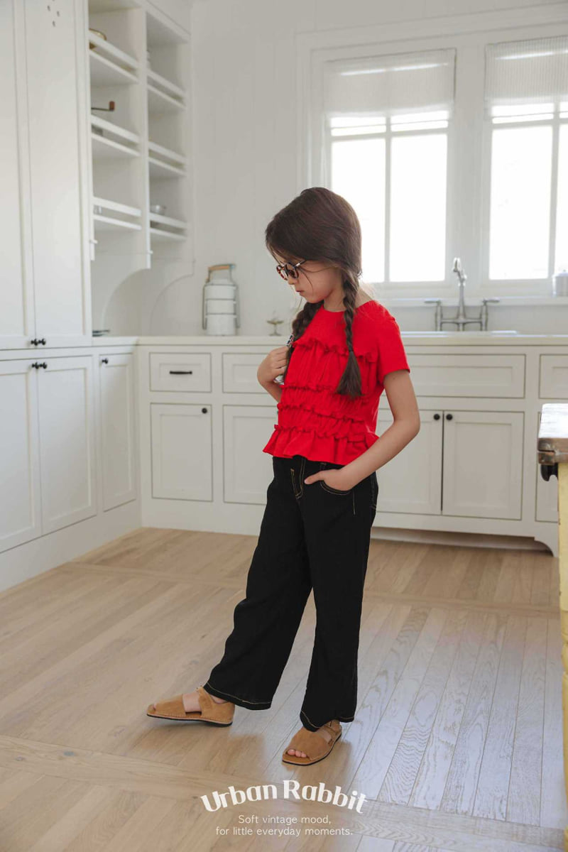 Urban Rabbit - Korean Children Fashion - #prettylittlegirls - Frill Shirring Short Sleeve Tee - 7