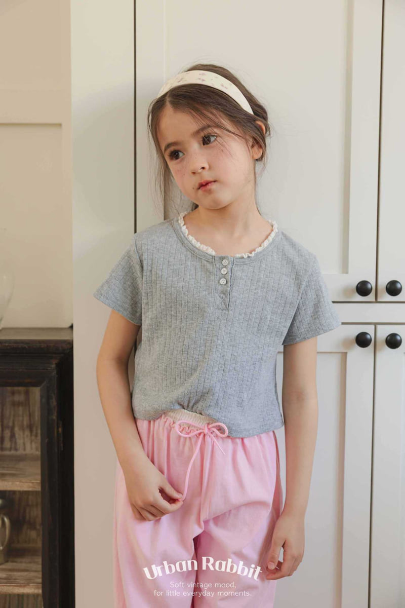 Urban Rabbit - Korean Children Fashion - #prettylittlegirls - Eyelet Henley Neck Tee - 6