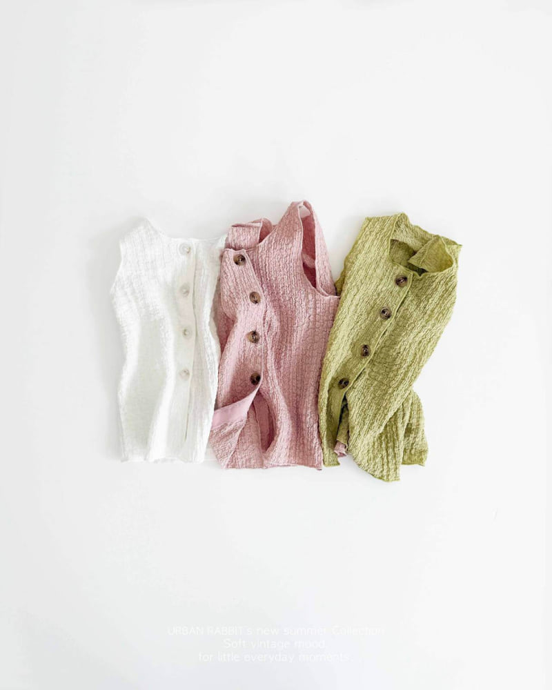 Urban Rabbit - Korean Children Fashion - #prettylittlegirls - Wrinkle Button Sleeveless