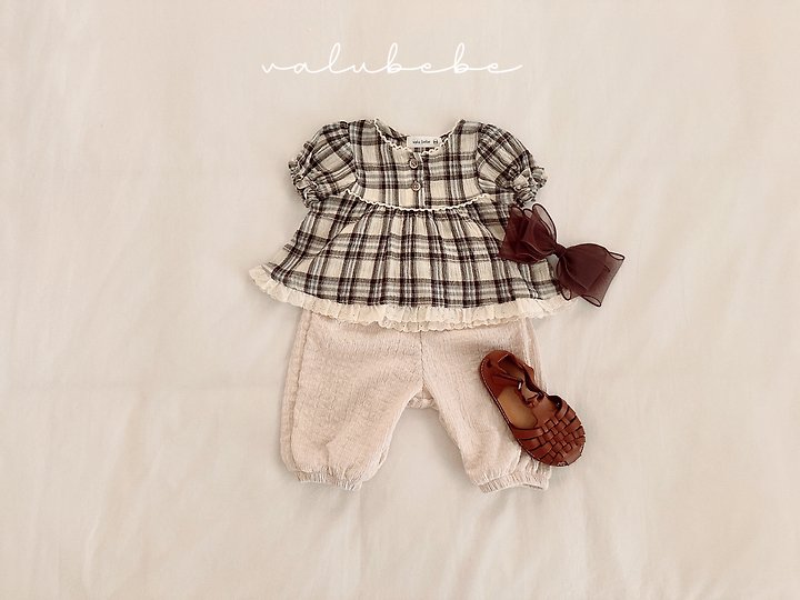 Valu Bebe - Korean Baby Fashion - #babyboutique - Check Check Puff Blouse - 3