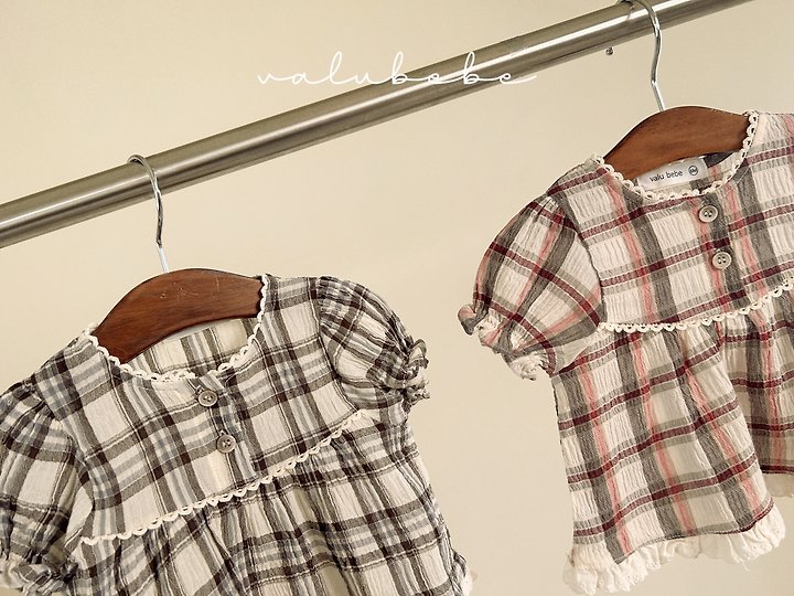 Valu Bebe - Korean Baby Fashion - #babyboutique - Check Check Puff Blouse - 4