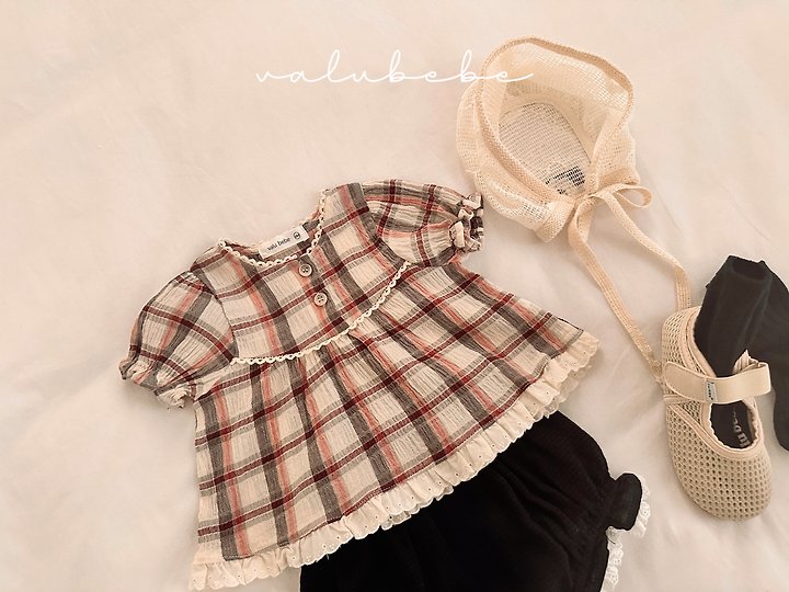 Valu Bebe - Korean Baby Fashion - #babyboutiqueclothing - Check Check Puff Blouse - 5