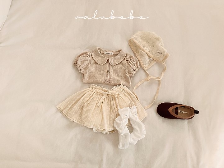 Valu Bebe - Korean Baby Fashion - #babyclothing - Eyelet Round Puff Tee - 3