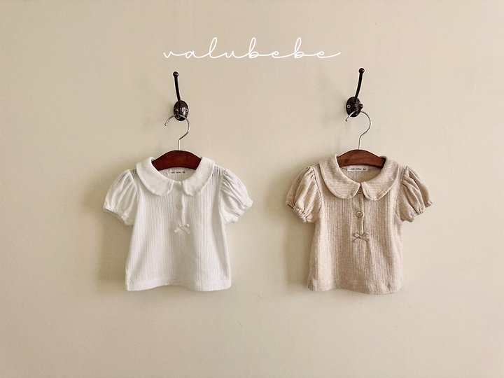 Valu Bebe - Korean Baby Fashion - #babyclothing - Eyelet Round Puff Tee - 4