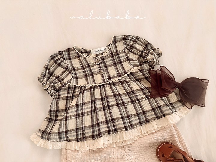 Valu Bebe - Korean Baby Fashion - #babyfashion - Check Check Puff Blouse - 7