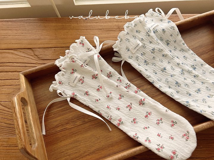 Valu Bebe - Korean Baby Fashion - #babygirlfashion - Floral Ribbon Rolled Socks - 9