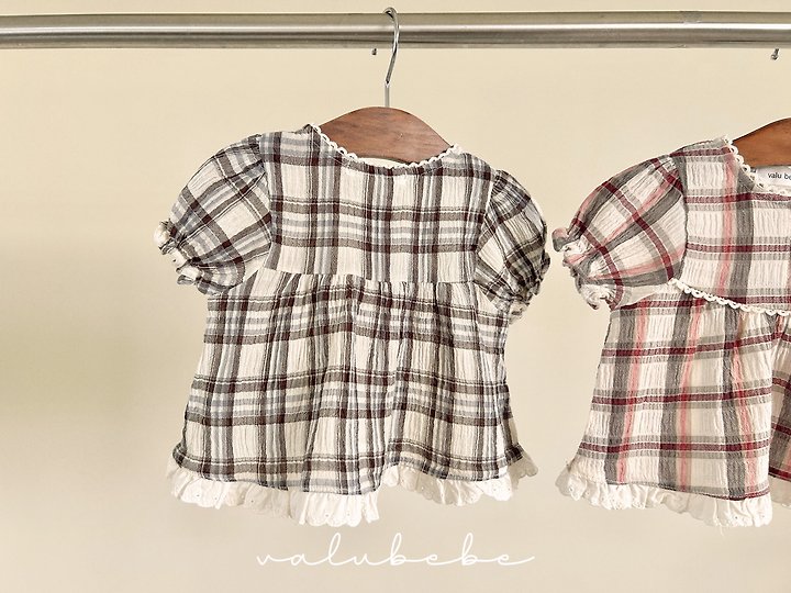 Valu Bebe - Korean Baby Fashion - #babyoninstagram - Check Check Puff Blouse - 11