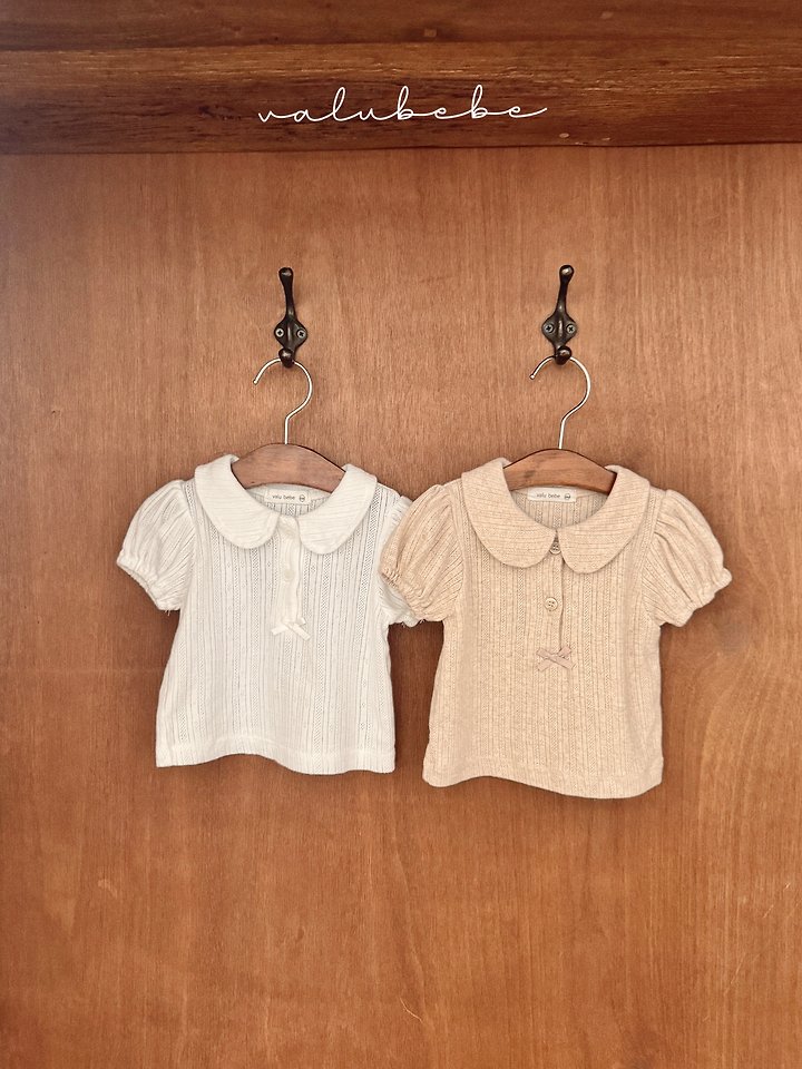 Valu Bebe - Korean Baby Fashion - #babywear - Eyelet Round Puff Tee - 12