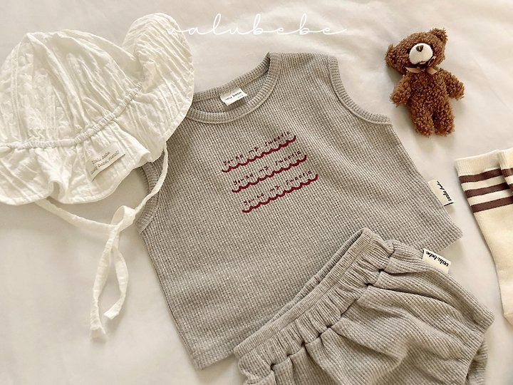 Valu Bebe - Korean Baby Fashion - #onlinebabyboutique - Mitz Waffle Sleeveless Tee - 11
