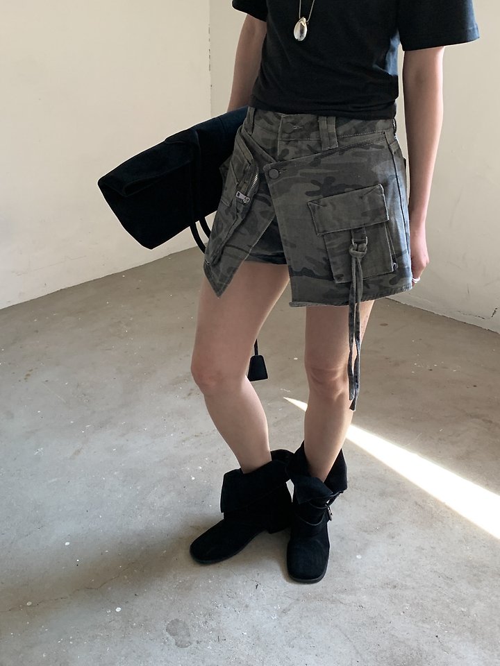 Vive L - Korean Women Fashion - #momslook - Camo Wrap Denim Pants - 11