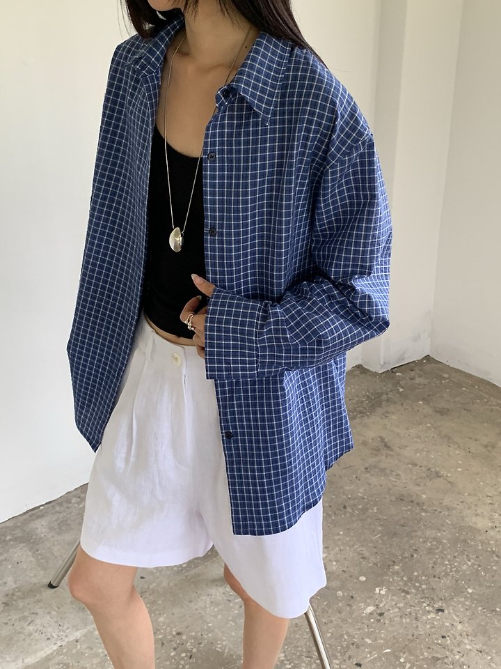 Vive L - Korean Women Fashion - #momslook - Salty Check Shirt - 12